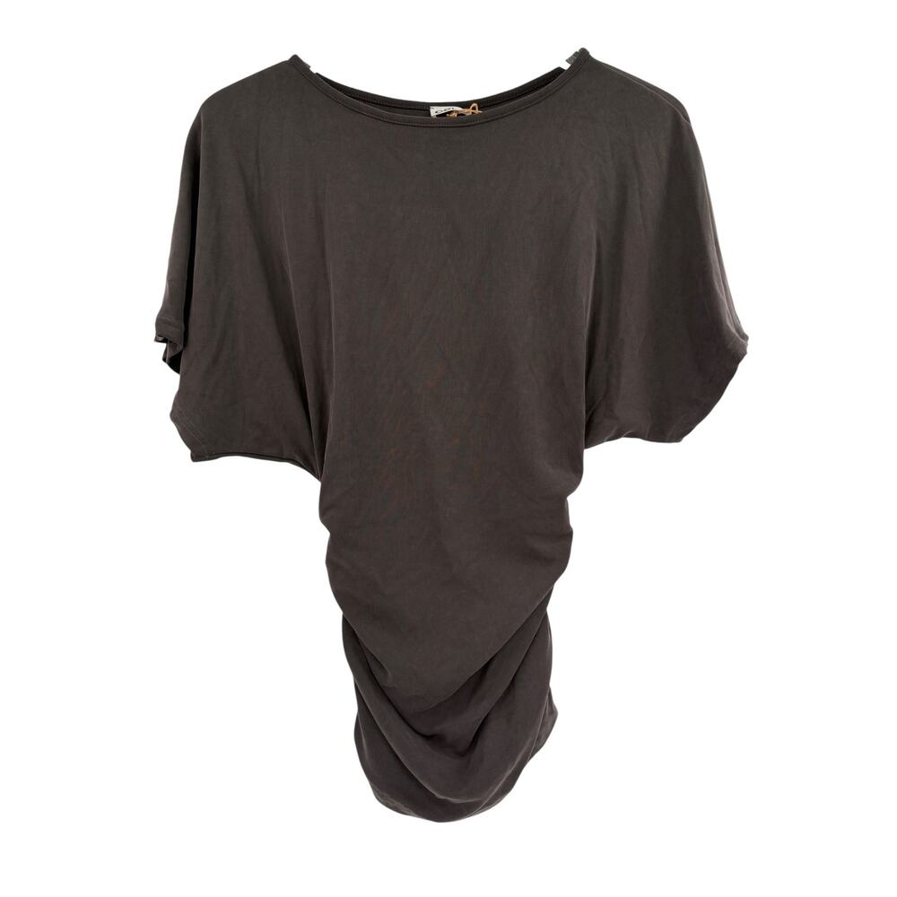 OGL Top Size M NEW Sandwashed Effortless Boatneck Batwing Sleeve Ruched Gray - Picture 4 of 10